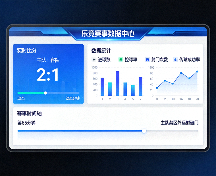 乐竟赛事数据中心的实时比分与数据看板界面示意